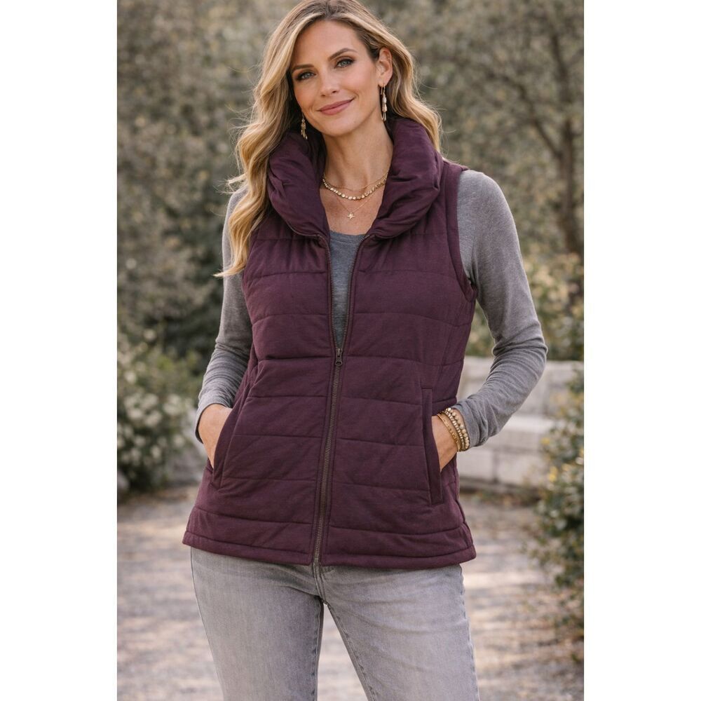 Columbia Omni-Heat Purple Puffer Vest SUPER SOFT Womens Size Small